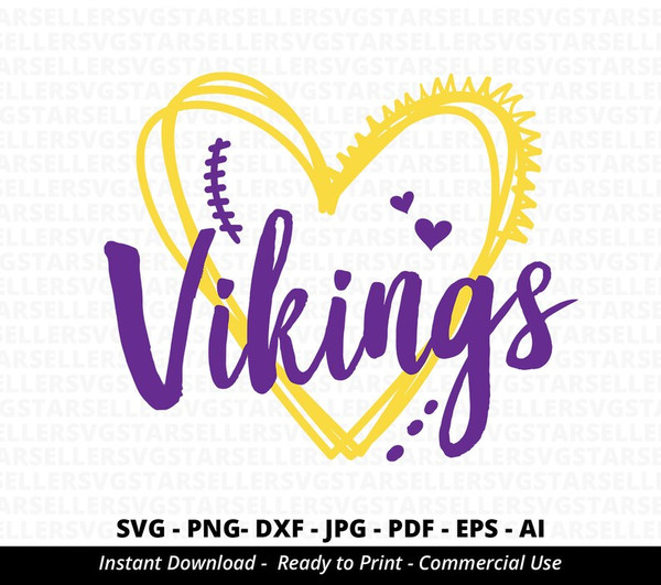 Vikings SVG,Vikings Heart svg,Heart Designs Mascot svg,Vikin - Inspire ...