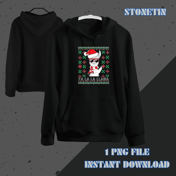 Funny Fa La La Llama Santa Hat Ugly Christmas Sweater Xmas.png