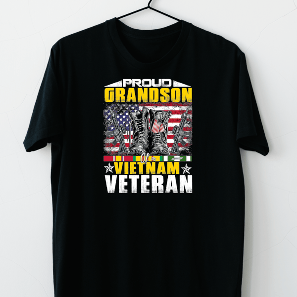 Veteran Vets Proud Grandson Of A Vietnam Veteran Shirt Vietnam War Vet 435 Veterans.png