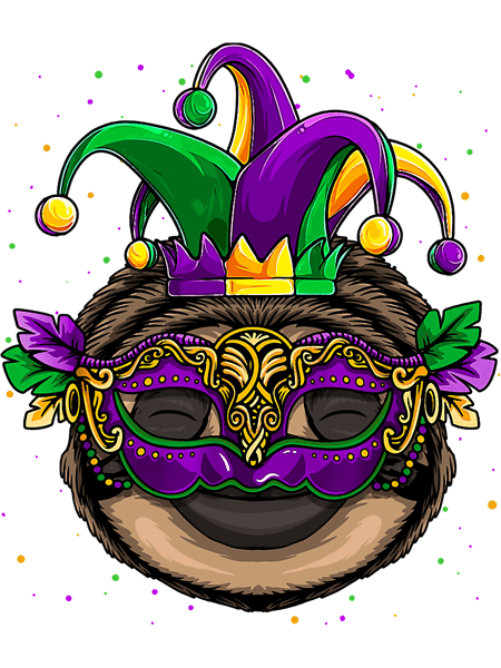 Cute Sloth Animal Lover Cute Mardi Gras Carnival Jester Costume Sloths.png