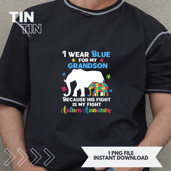 Autism Awareness Grandpa Grandma Shirts Autistic Elephant.png