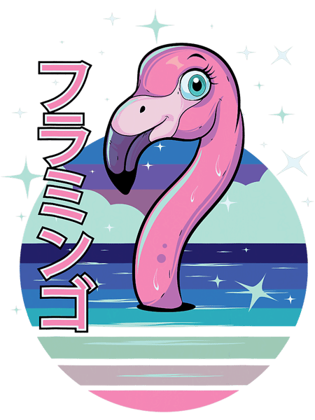 Pastel Goth Flamingo Japanese Kawaii Aesthetic Vaporwave.png