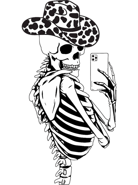 Selfies Skeleton Cowhides Cowgirls Western Cow Cowgirl Hat.png