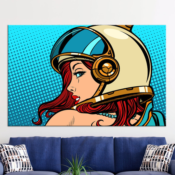 Abstract Wall Art, Girl Art Canvas, Home Decor Wall Art, Wall Art, Pop Art Astronaut Woman, Canvas, Woman Printed,.jpg
