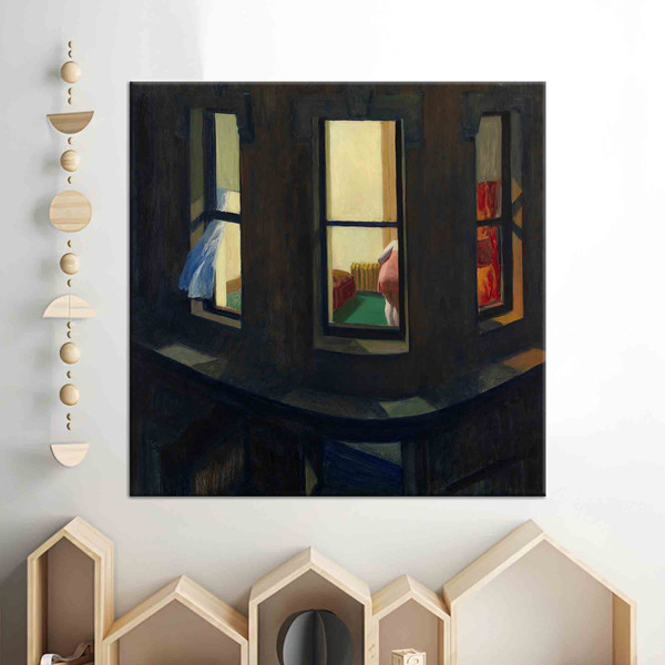 Living Room Wall Art, Night Windows Canvas Gift, Canvas Wall Art, Canvas Gift, Edward Hopper Night Windows, Edward Hopper Canvas,.jpg