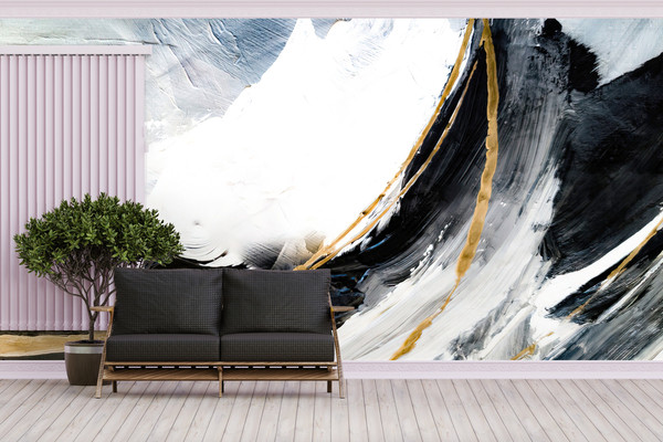 3D Wall Paper, Wallpaper Mural Art, Removable Wall Decor, Housewarming Gift, Black And Gold Painting Wall Stickers, Luxury Marble Mural,.jpg