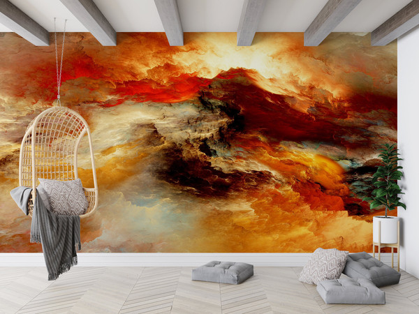 Autumn Color Art, Red Wallpaper, Colorful Wall Decor, Abstract Wall Mural, Wallpaper Patent, Modern Wall Paper, Gift Wallpaper, Wall Print,.jpg