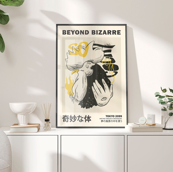 Beyond Bizarre Poster, Surreal print, Bizarre rooster body animal, Trippy Psychedelic Poster, Mystic poster, Rave poster, Wall art PS0231.jpg