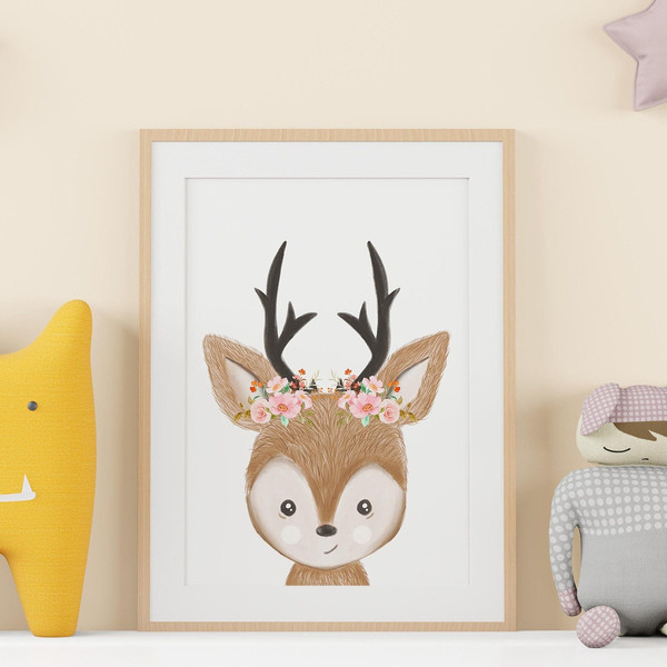 Nursery decor, Cute nursery wall art , Deer Nursery Art, Baby Girl nursery art, Printable nursery art, Baby Animals Art.jpg