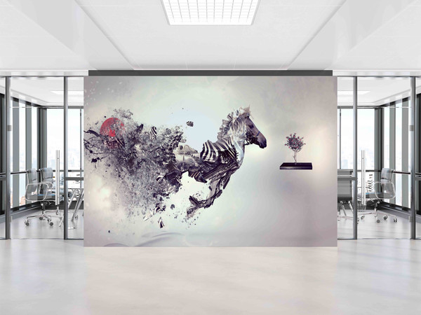 Bright Wall Paper,Wall Paper Peel and Stick,Surrealist Wall Decor,Horse Wall Painting,Paper Wall ArtAnimal Wall Paper,.jpg