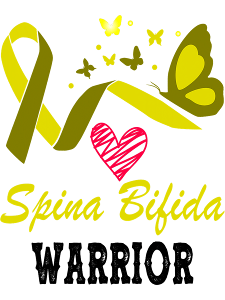 Spina Bifida Warrior Yellow Ribbon Butterflies.png