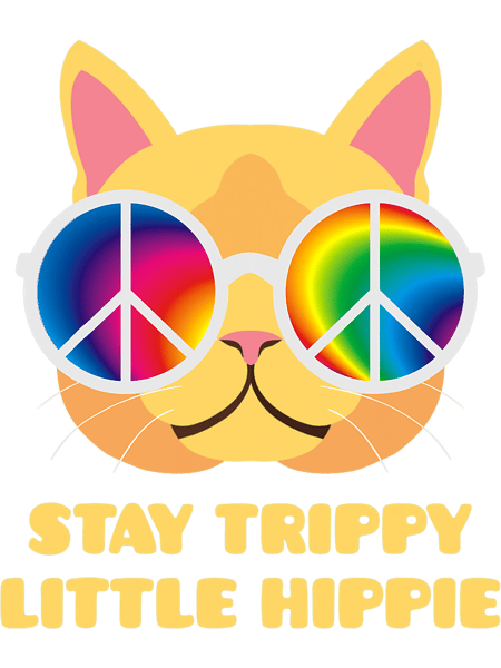 Stay Trippy Little Hippie Vintage Peace Sign Cat.png