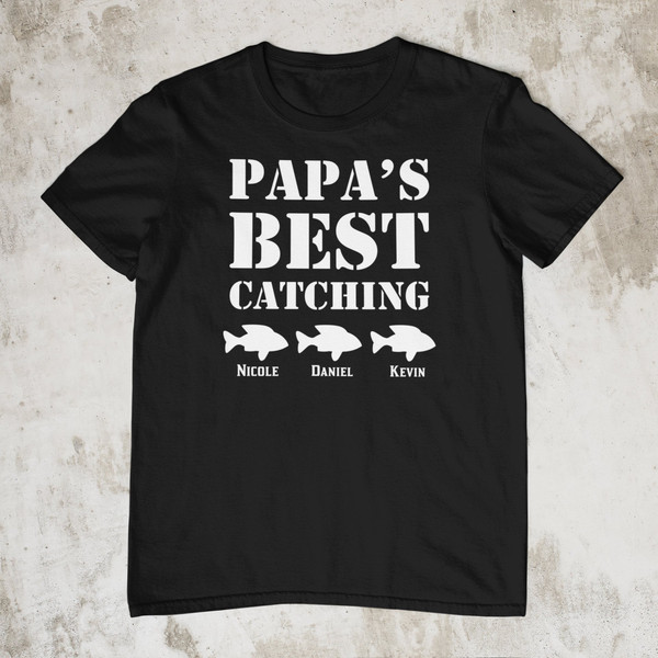Fisherman shirt, Papa's Best Catch Personalized Shirt Grandf