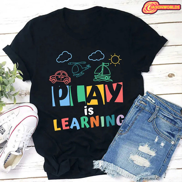 Play Is Learning Cartoon T-Shirt, Early Childhood Education Shirt, Learning Vintage Shirt, Learning Unisex T-Shirt, Children Shirt, Kid Gift-1.jpg