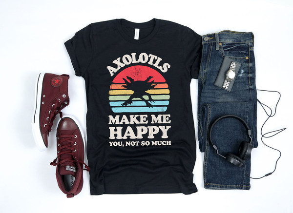 Axolotls Make Me Happy Sunset Retro Shirt  Axolotl Shirt  Axolotl Gifts  Gift for Axolotl Lover  Axolotl Design  Tank Top  Hoodie.jpg