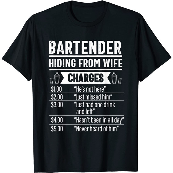 Funny Bartender Gift Women Men Charges Bartending Mixologist T-Shirt.jpg