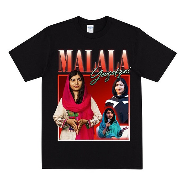 MALALA Homage T-shirt, Graphic Unisex T Shirt, Inspirational Women, Female Heroes Theme, Motivational Retro Tees, Malala Yousafzai Tribute.jpg