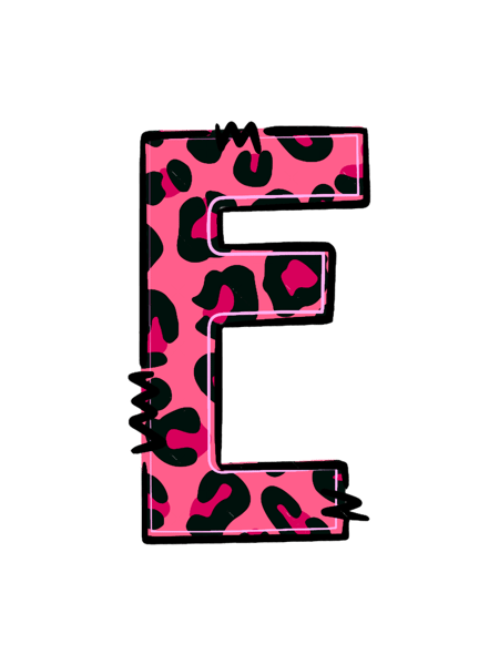 Letter E Pink Leopard.png
