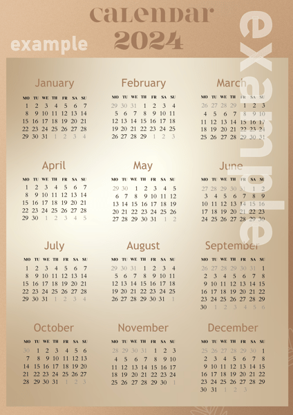 Office calendar 2024, Business calendar. Printable Wall Cale Inspire
