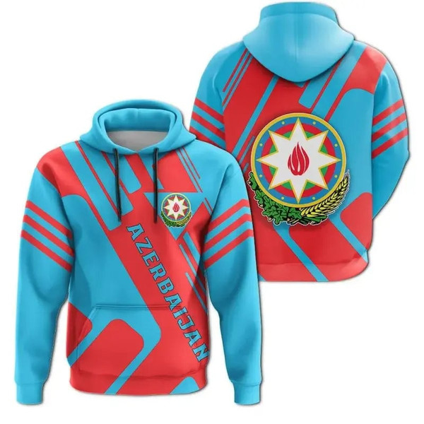 Azerbaijan Coat Of Arms Rockie Hoodie 3D, Personalized All Over Print Hoodie 3D