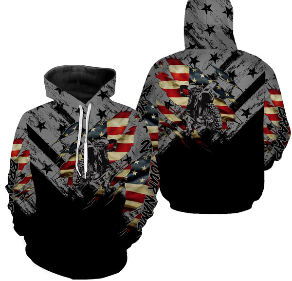 Patriotic Braap Motocross Dirt Bike American Flag Hoodie 3D, Personalized All Over Print Hoodie 3D