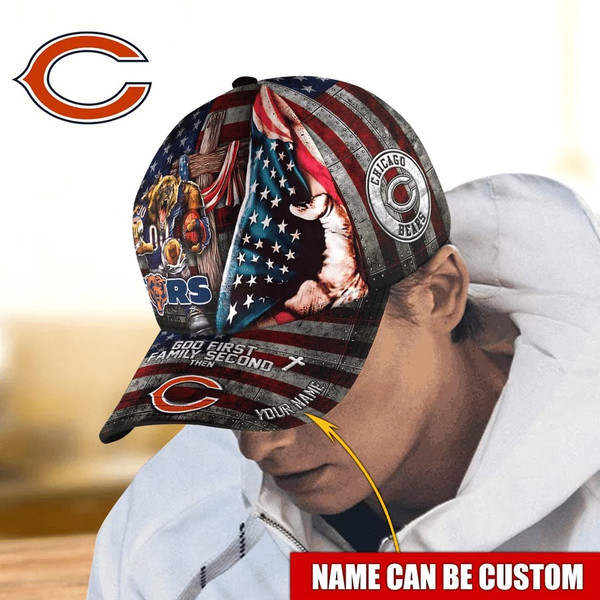 Chicago Bears Mascot Flag Caps, NFL Chicago Bears Caps for Fan