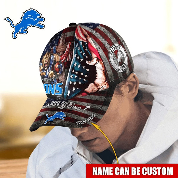 Detroit Lions Mascot Flag Caps, NFL Detroit Lions Caps for Fan