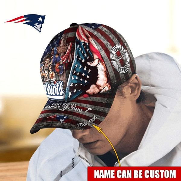 New England Patriots Mascot Flag Caps, NFL New England Patriots Caps for Fan