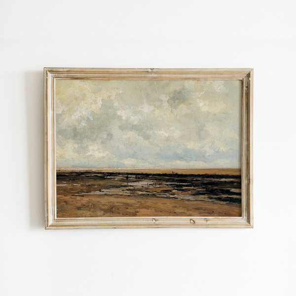 Vintage Landscape Painting, Print of Antique Oil Painting, Vintage Beach Painting, Vintage Seascape Painting.jpg