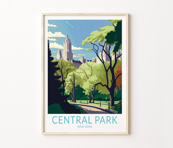 Central Park New York Travel Print, Central Park Travel Poster Print, Manhattan New York Wall Art, New York Travel Wall Decor.jpg