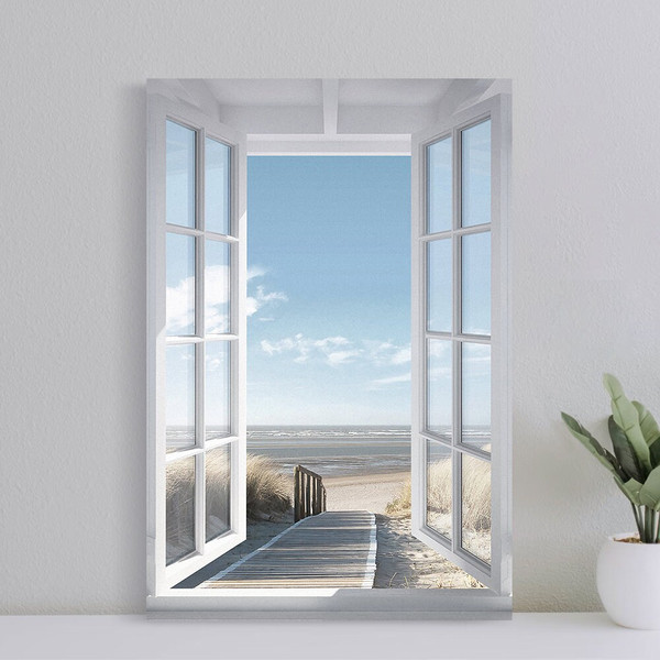 Northsea Beach Window Landscape Poster, Wall Art Canvas Print, Art Poster for Gift, Home Decor Poster, Love Gifts (No Frame).jpg