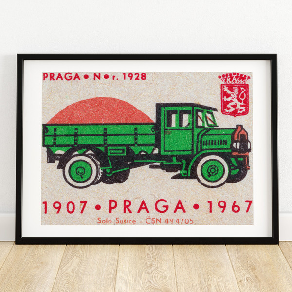 Green Truck - Matchbox Print - Aesthetic Wall Art - Vintage Art - Matchbox Wall Poster - Vintage Poster Print.jpg