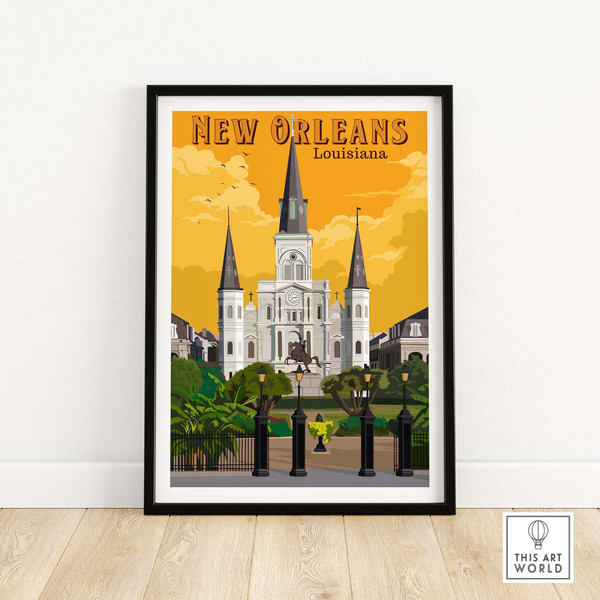 New Orleans Art Print  Louisiana Wall Art  Vintage Travel Poster Gift.jpg