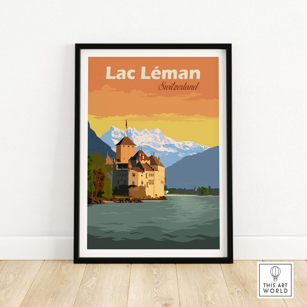 Lac Léman Switzerland Art Print  Lac Léman Poster  Swiss Wall Art.jpg