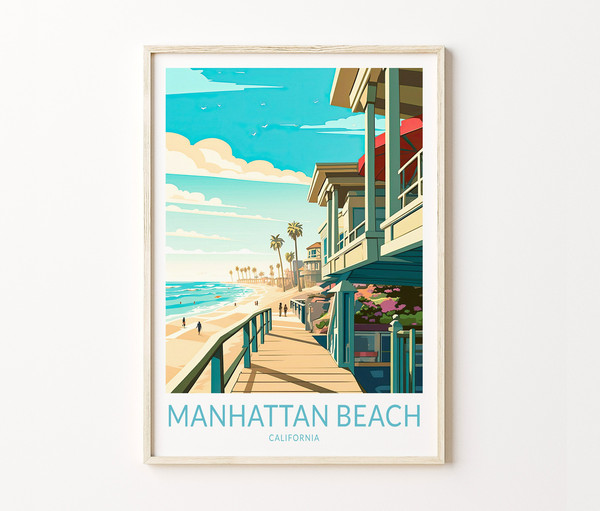 Manhattan Beach Travel Print Wall Art, Manhattan Beach California Travel Poster, Los Angeles Wall art, Traveler Home Décor, Traveler Gift.jpg