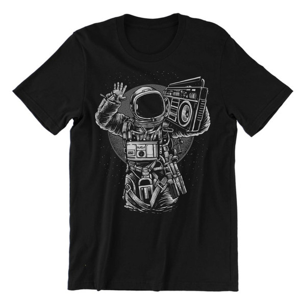 Astronaut Boombox Men's T-Shirt Galaxy Space Moon Graphic Art Unisex Tee Shirt.jpg