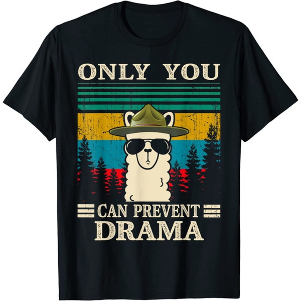 Llama Camping Only You Can Prevent Drama Gifts Men Women T-Shirt.jpg