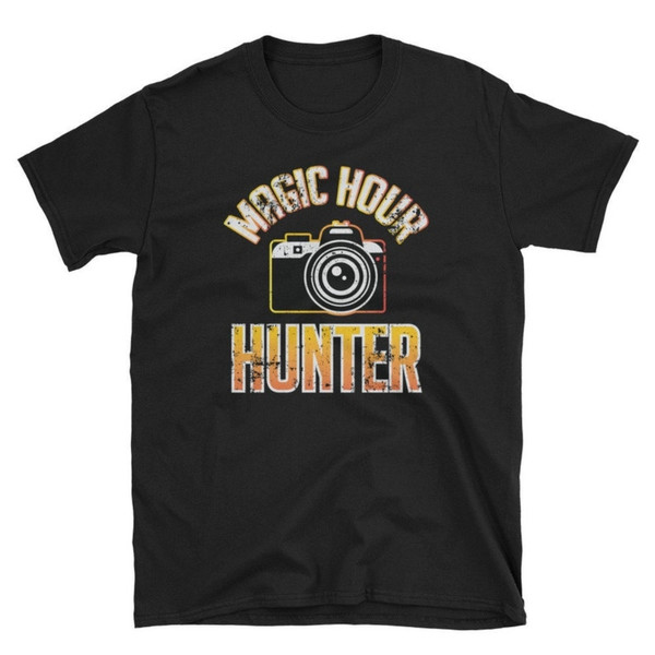 Magic Hour Hunter Sunset Photography Camera Lens Photo Editor Camera Hobby Portrait Artists Gift Short-Sleeve Unisex T-Shirt.jpg