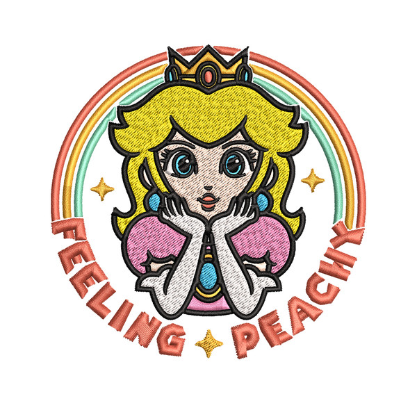 Princess Peach Feeling Peachy Embroidery design, Feeling Peachy Embroidery, Embroidery File, Digital download..jpg