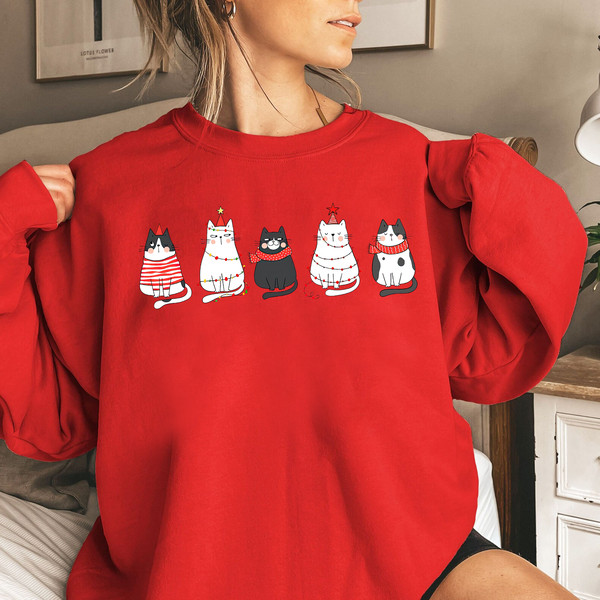 Cute Cat Christmas Sweatshirt, Cat Lover Gift For Christmas, Womens Christmas Sweatshirt, Holiday Sweatshirt, Cat Mom Shirt, Winter Shirt 2.png