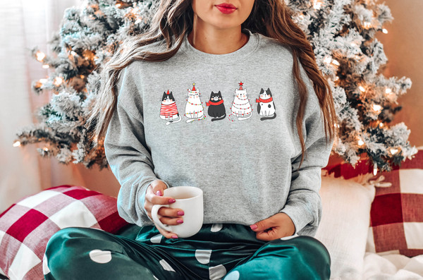 Cute Cat Christmas Sweatshirt, Cat Lover Gift For Christmas, Womens Christmas Sweatshirt, Holiday Sweatshirt, Cat Mom Shirt, Winter Shirt 3.png