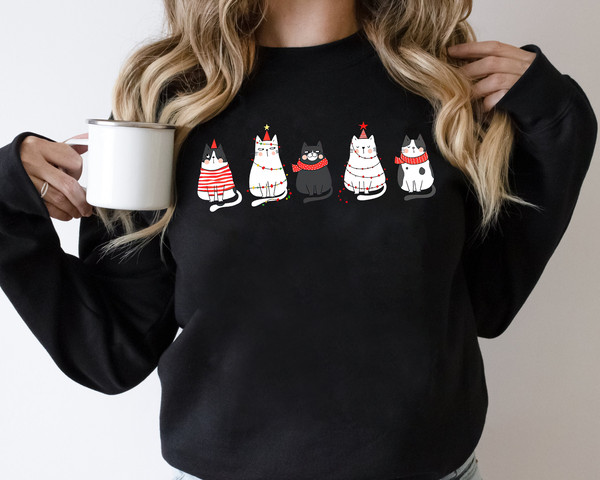 Cute Cat Christmas Sweatshirt, Cat Lover Gift For Christmas, Womens Christmas Sweatshirt, Holiday Sweatshirt, Cat Mom Shirt, Winter Shirt 7.png