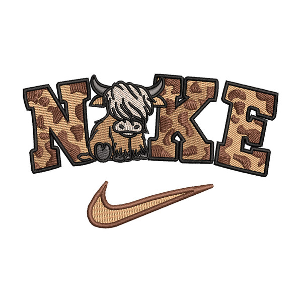 Brown cow x nike embroidery design, Nike embroidery, Embroidery file, Embroidery shirt, Nike design, Digital download.jpg