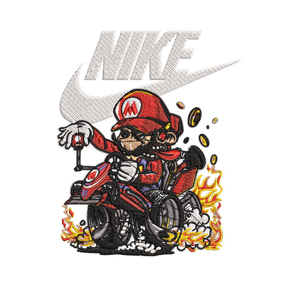 Mario car Nike Embroidery design, Mario car game Embroidery, Nike design, Embroidery file, logo shirt, Instant download..jpg