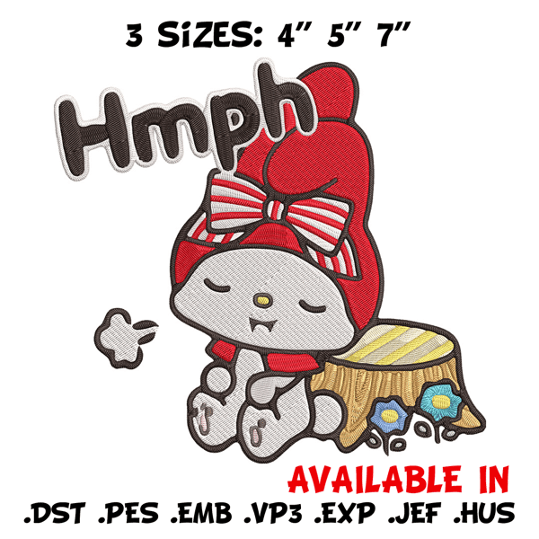 My Melody hmph Embroidery Design, Hello kitty Embroidery, Embroidery File, Anime Embroidery, Digital download.jpg