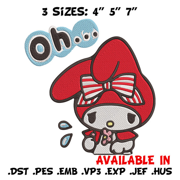 My Melody sad Embroidery Design, Hello kitty Embroidery, Embroidery File, Anime Embroidery, Digital download.jpg