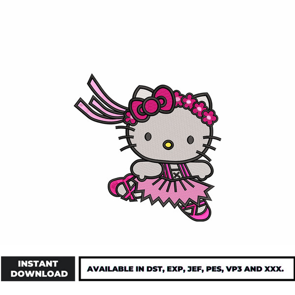 Hello Kitty dancing embroidery design
