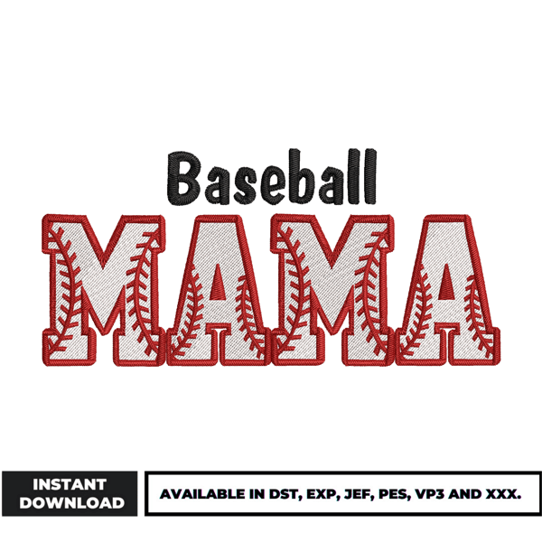 Baseball mama embroidery design