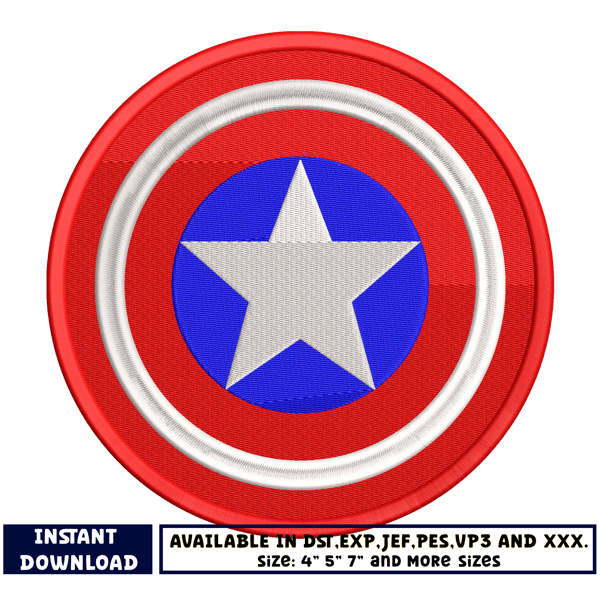 Captain America's shield embroidery design