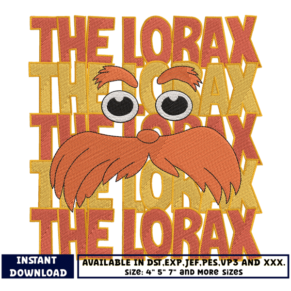 Dr seuss the lorax embroidery